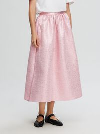 METALLIC JAQUARD MAXI SKIRT, Cradle Pink, highres