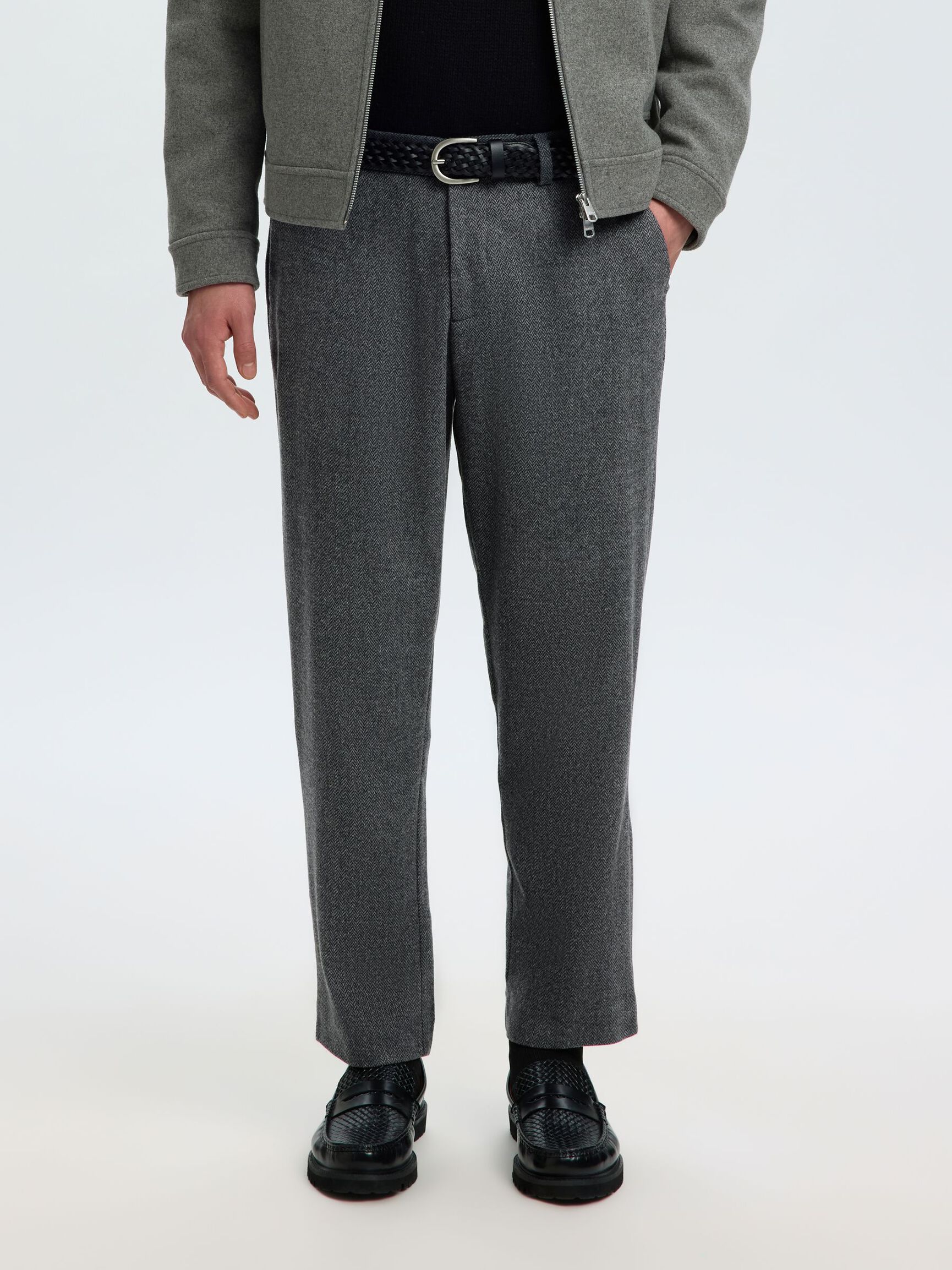 LAINE MÉLANGÉE PANTALON À COUPE EFFILÉE, Dark Grey, highres