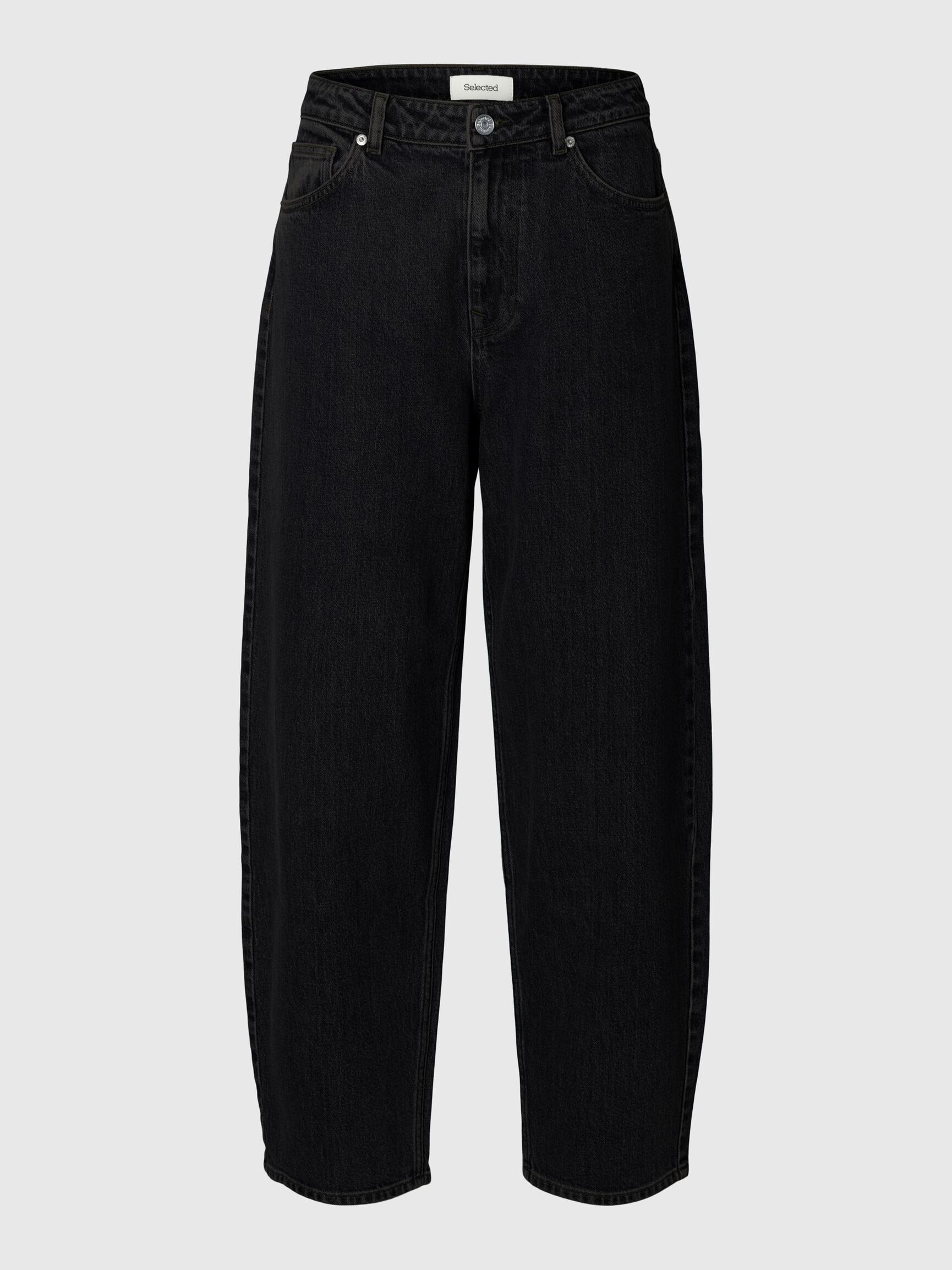HIGH WAIST BARREL FIT JEANS, Black Denim, highres
