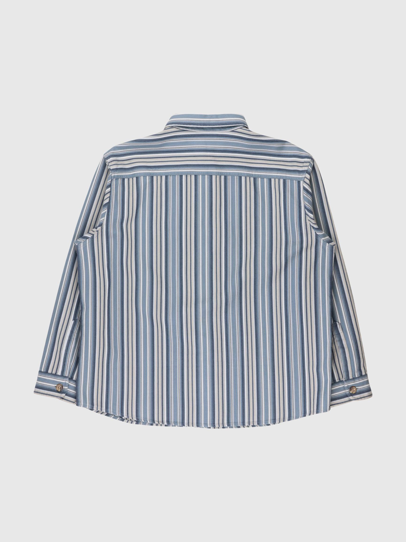 STRIPED COTTON OVERSHIRT, Stormy Weather, highres