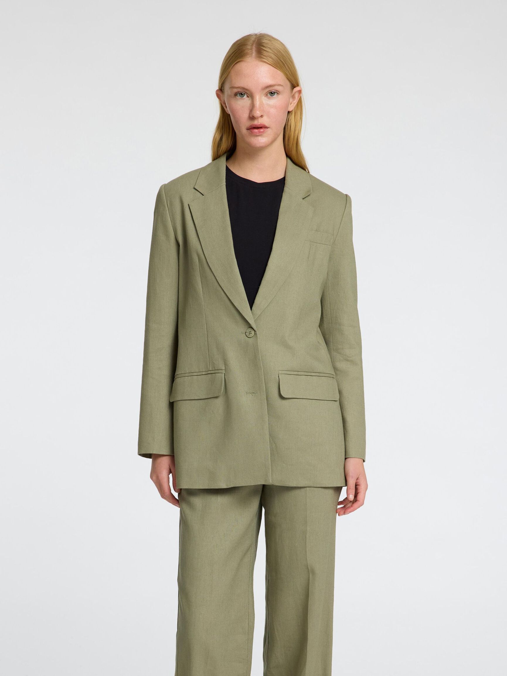 RELAXED FIT SINGLE-BREASTED BLAZER, Vetiver, highres