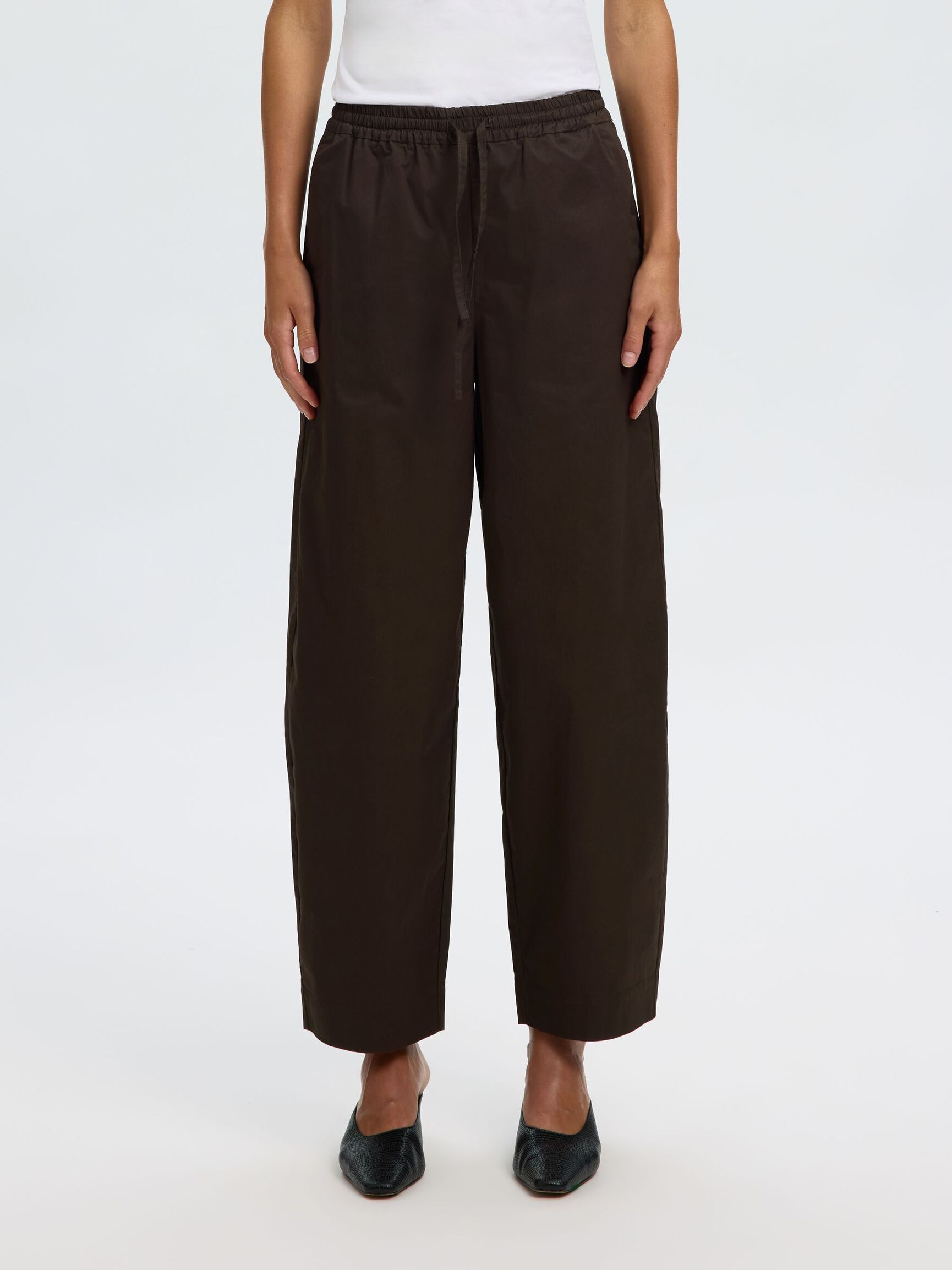 COTTON BLEND BARREL FIT TROUSERS, Delicioso, highres