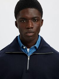 BAUMWOLL SWEATSHIRT MIT REISSVERSCHLUSS, Sky Captain, highres