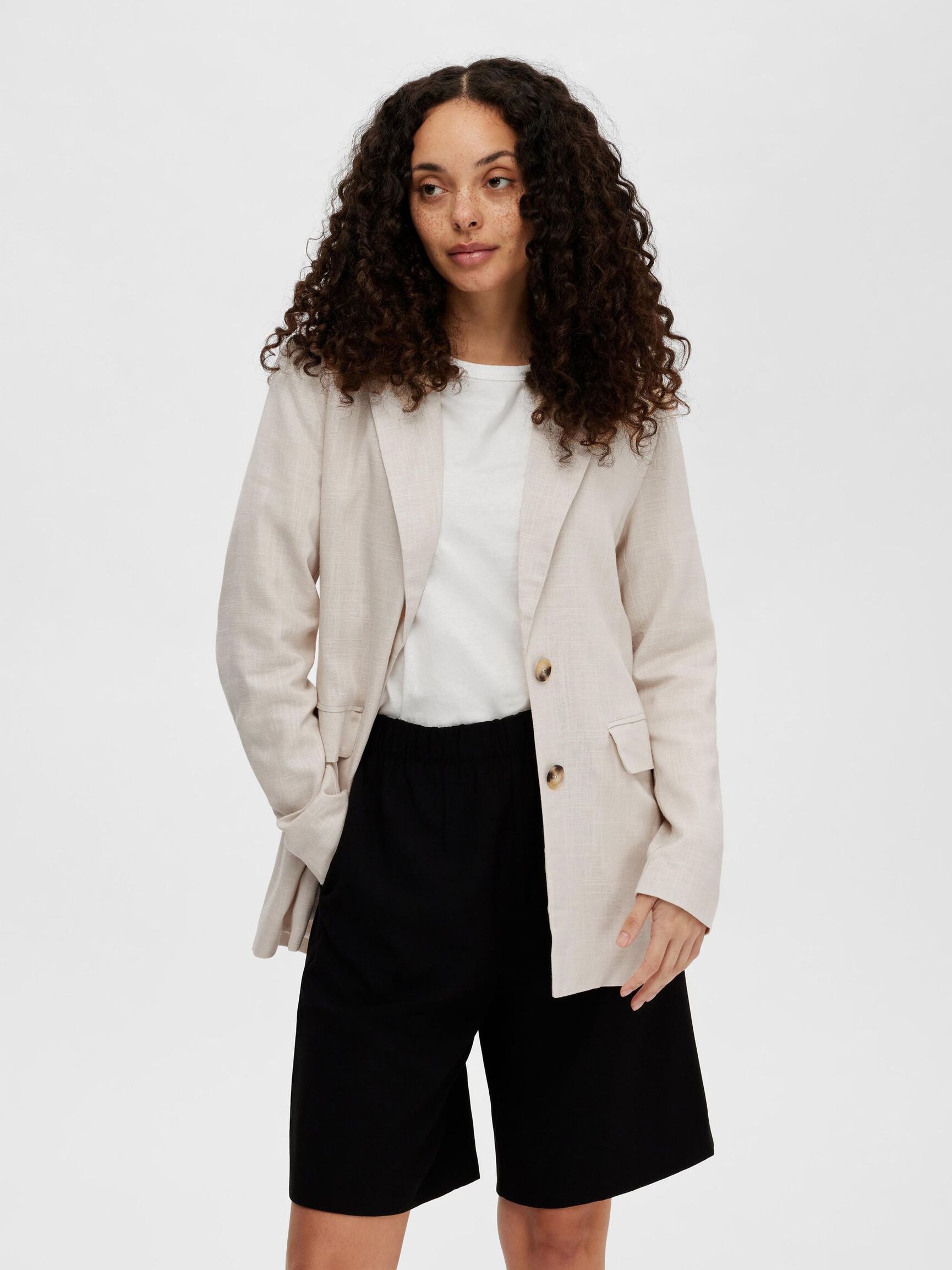 VISCOSE BLEND RELAXED BLAZER, Sandshell, highres