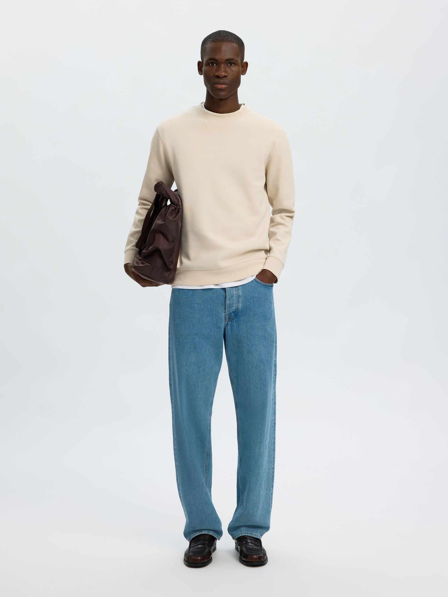 REGULAR FIT LONG SLEEVED SWEATSHIRT, Oatmeal, highres