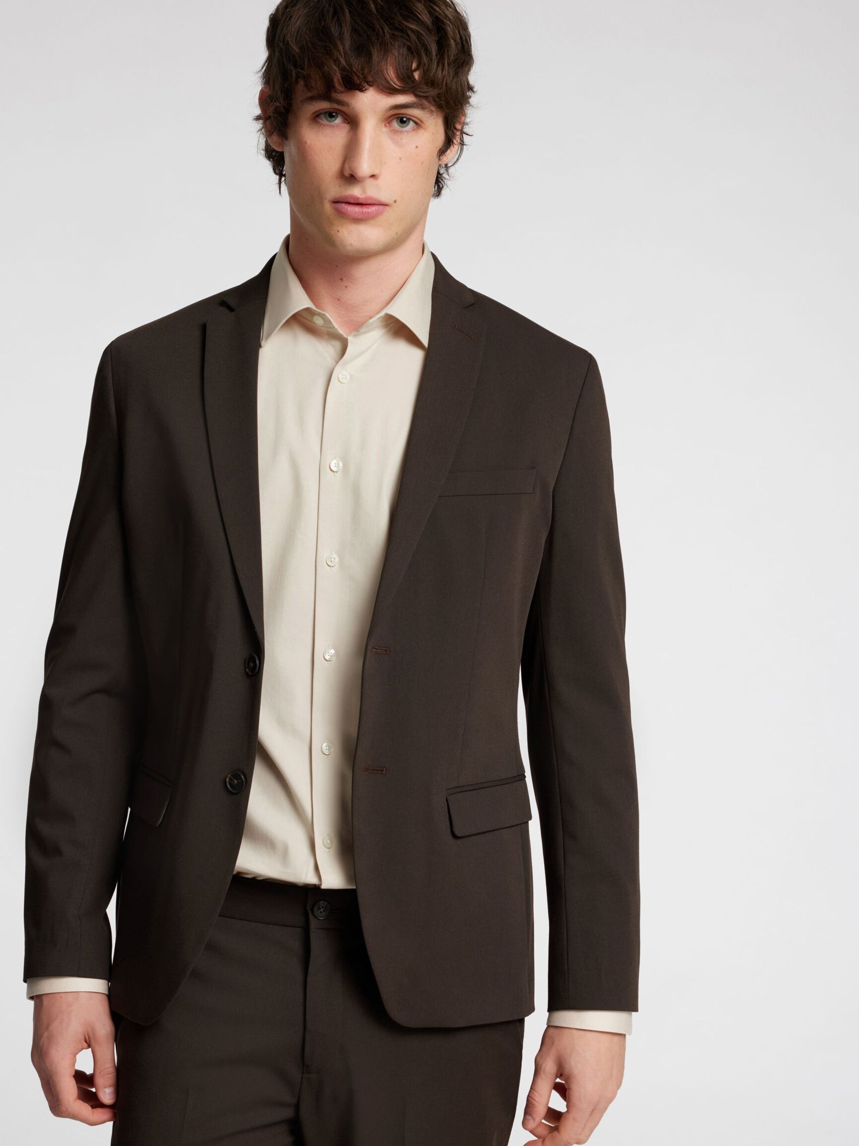 SLIM FIT STRETCH SHIRT, Oatmeal, highres