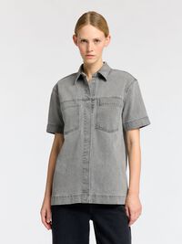 OVERSIZED SPIJKERBLOUSE, Grey Denim, highres