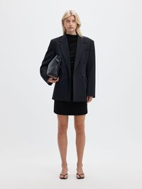 DRAPED HIGH-NECK MINI DRESS, Black, highres