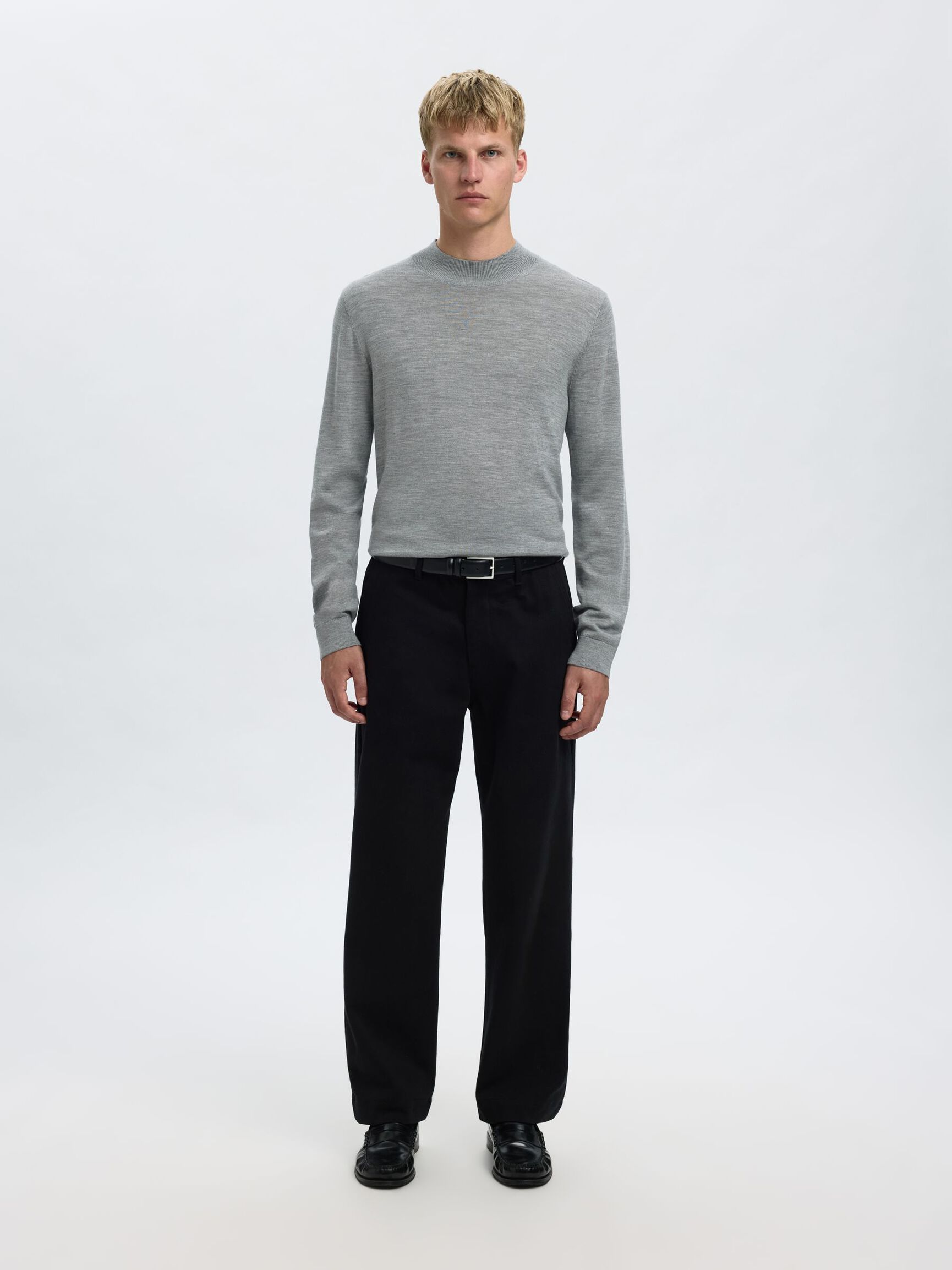 SWETER Z PÓŁGOLFEM, Medium Grey Melange, highres