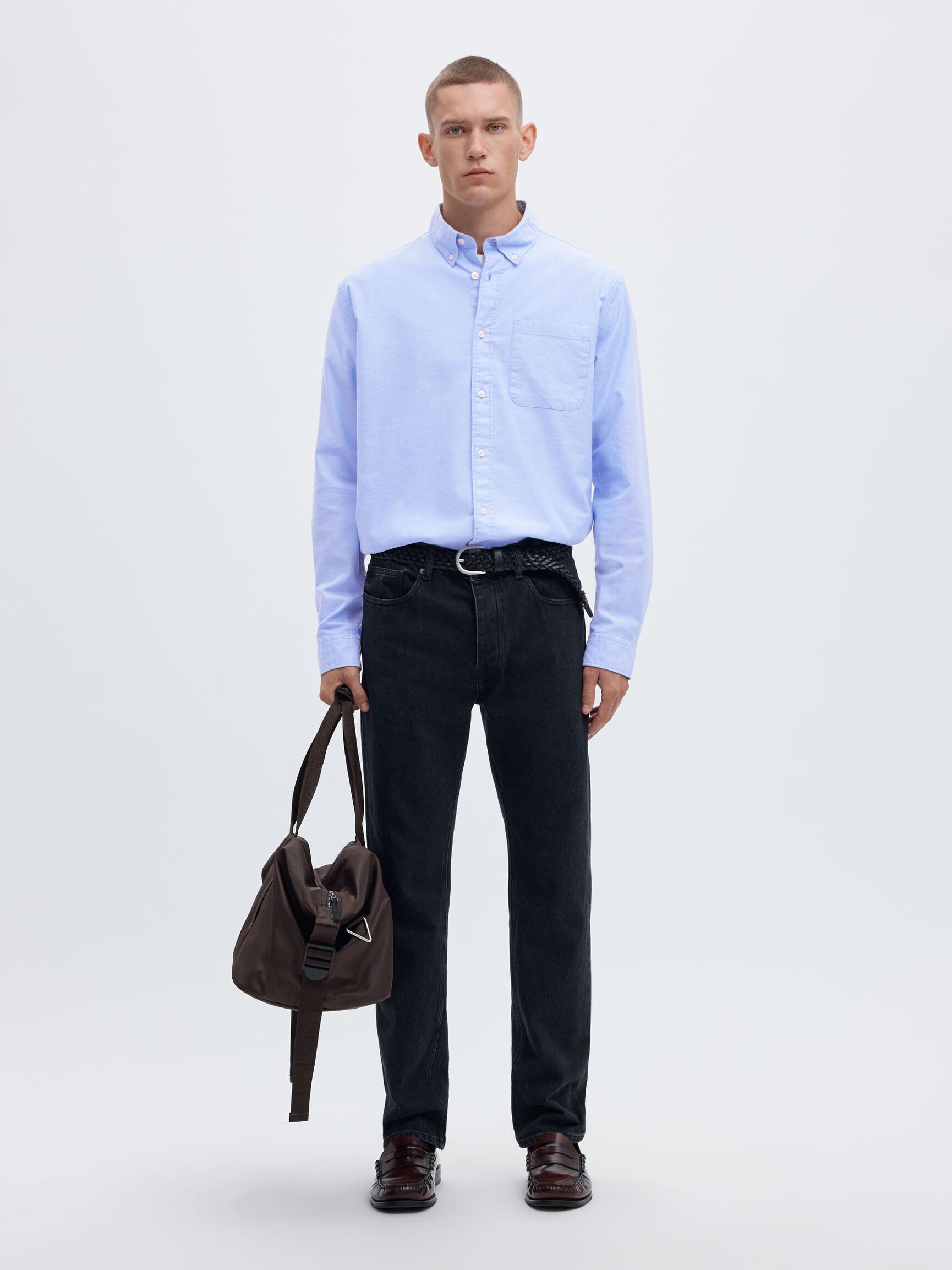 OXFORD LONG SLEEVED SHIRT, Light Blue, highres