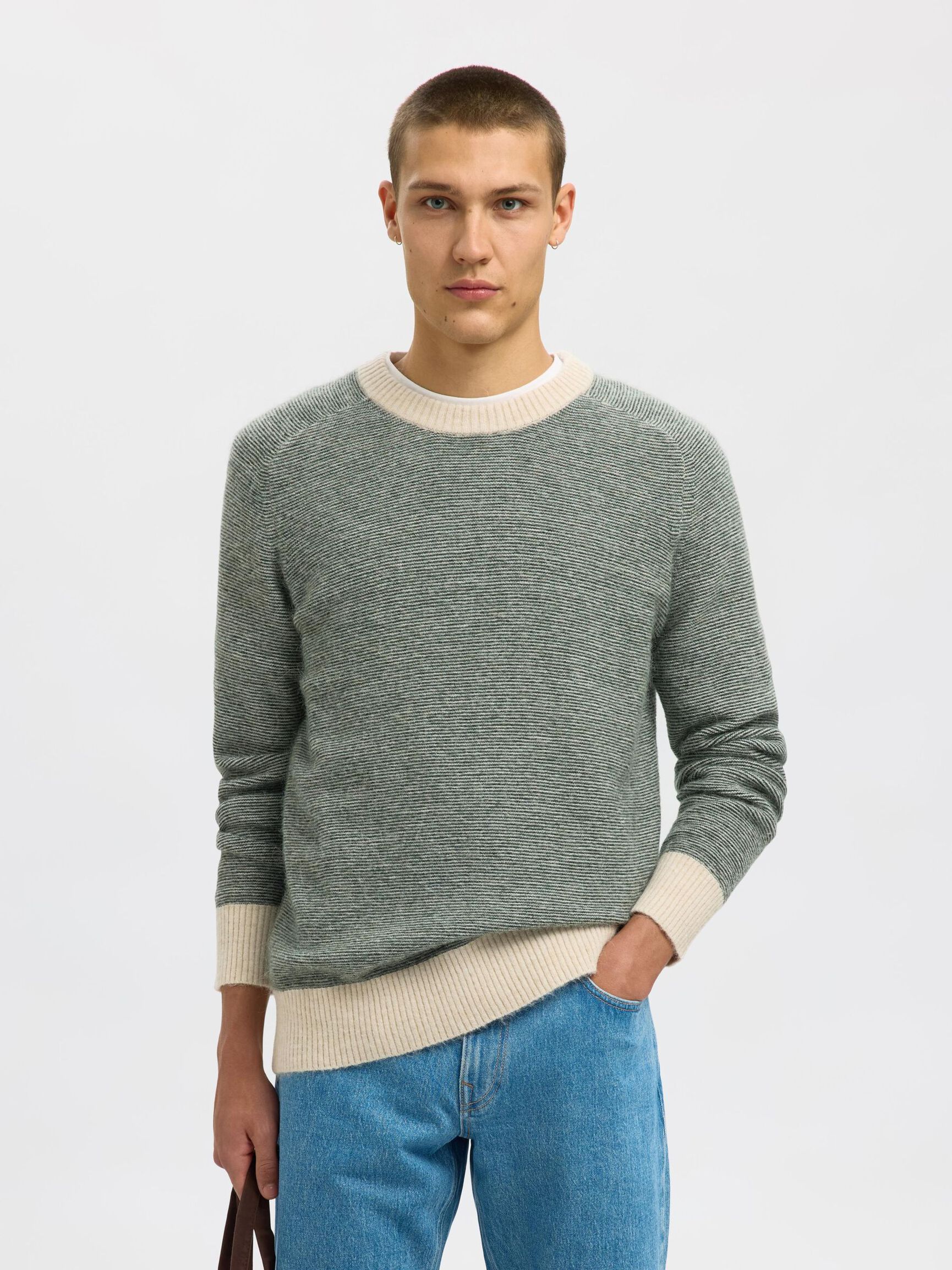 LANGÄRMELIGER STRICKPULLOVER, Deep Forest, highres