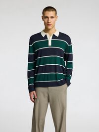 100% MERINOWOL POLO MET LANGE MOUWEN, Verdant Green, highres