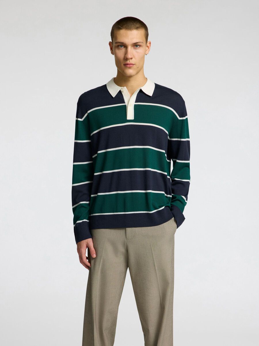 Selected 100% MERINOWOL POLO MET LANGE MOUWEN, Verdant Green, highres - 16098863_VerdantGreen_1209031_003.jpg