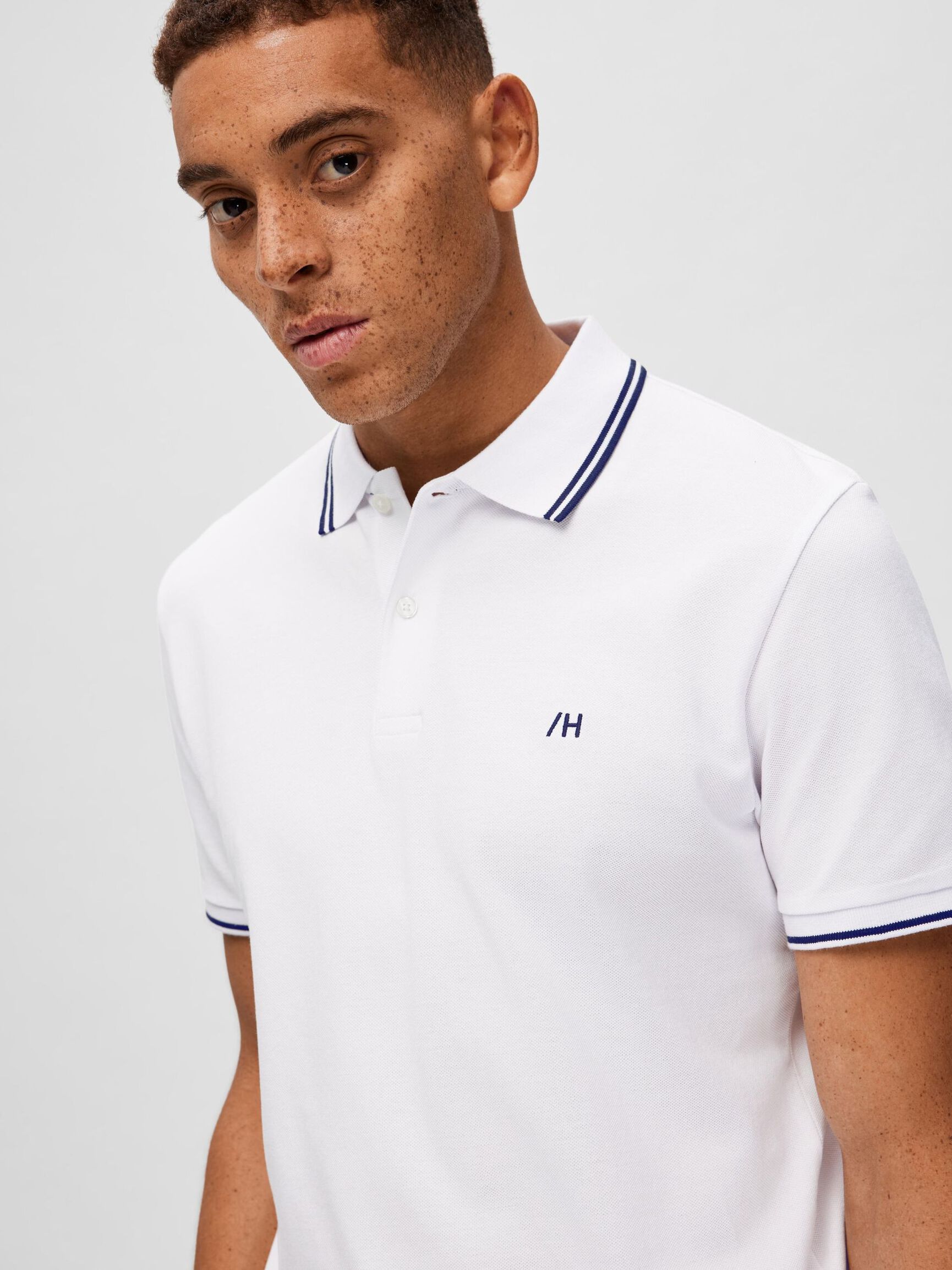 SHORT SLEEVED POLO SHIRT, Bright White, highres