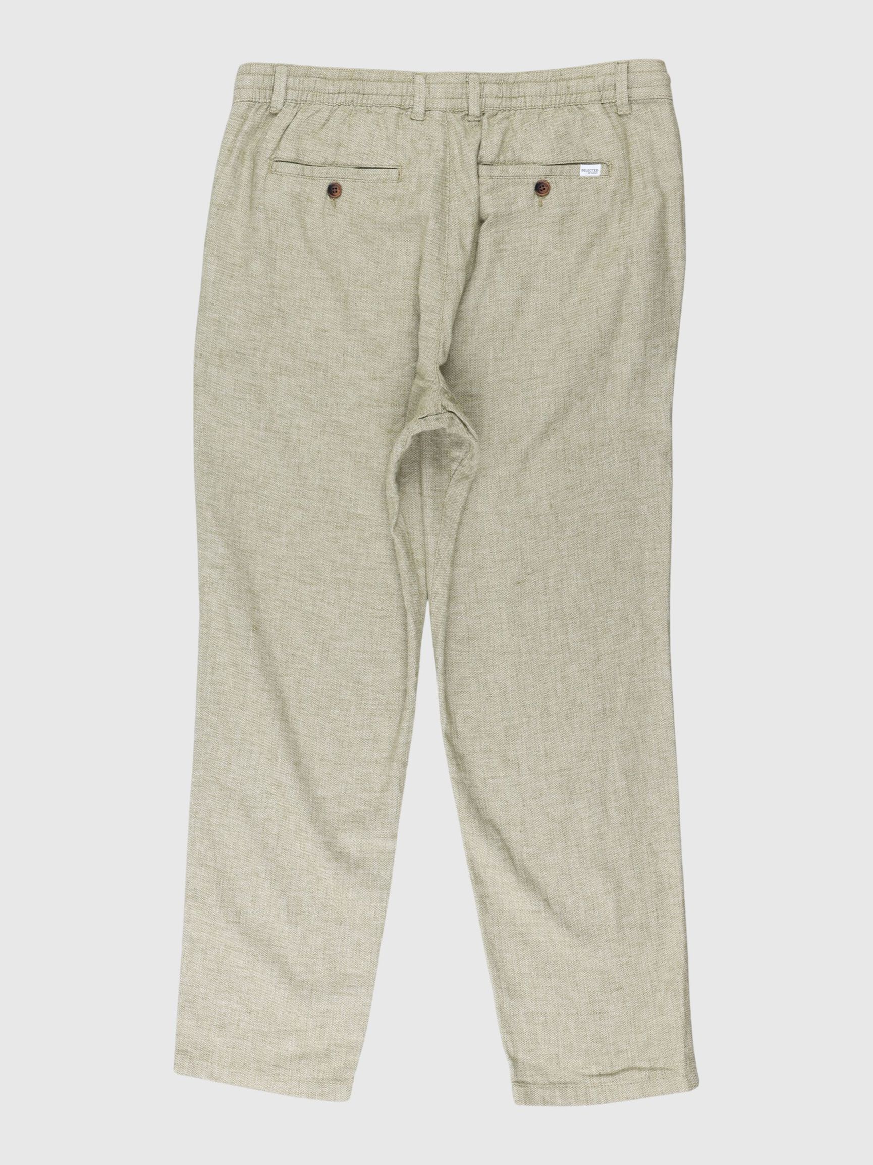 SLIM TAPERED LINEN BLEND TROUSERS, Olive Branch, highres