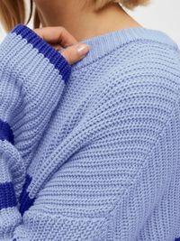 STRIPED KNITTED JUMPER, Blue Heron, highres