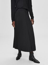 GEPLOOIDE MIDDELLANGE ROK, Black, highres