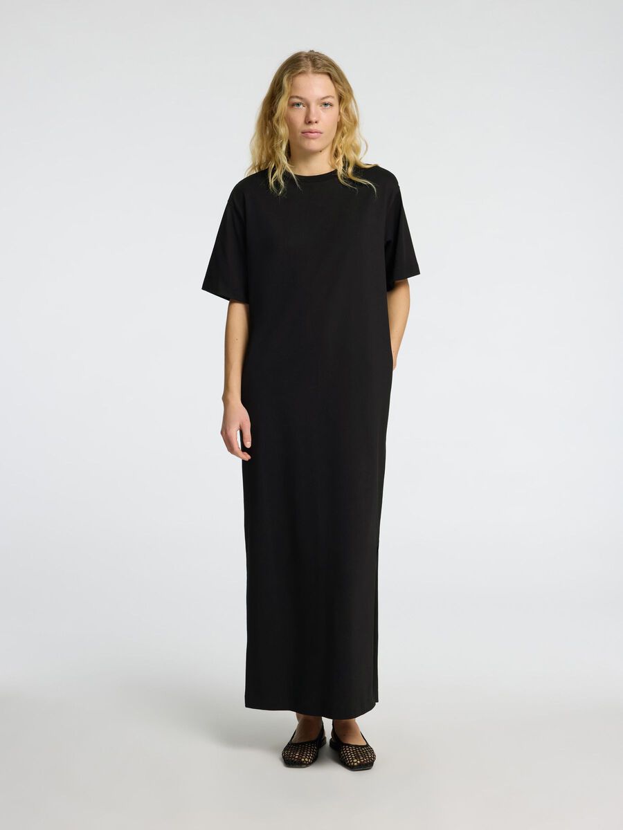 Selected MAXI SHORT SLEEVED DRESS, Black, highres - 16096501_Black_003.jpg