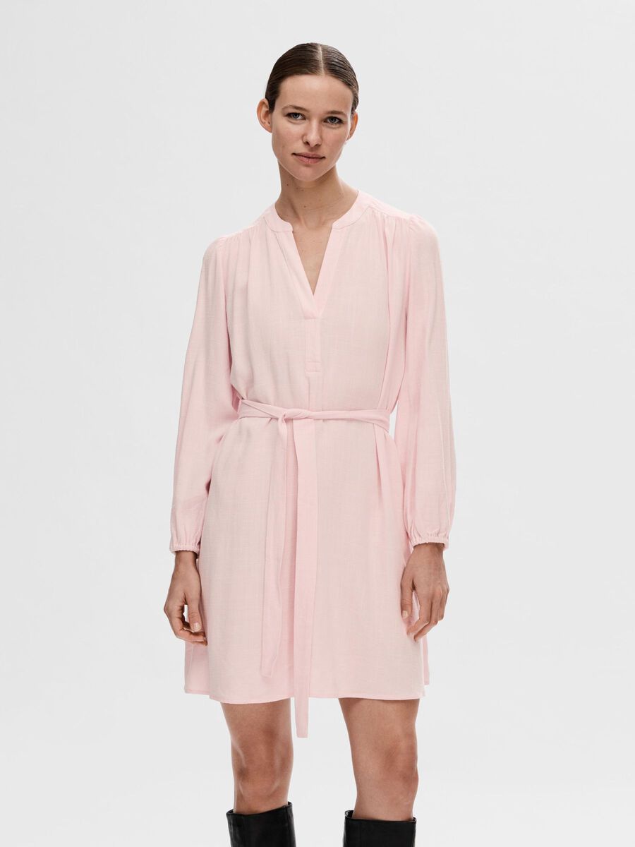 Selected MEZCLA DE VISCOSA VESTIDO MINI, Cradle Pink, highres - 16093188_CradlePink_003.jpg