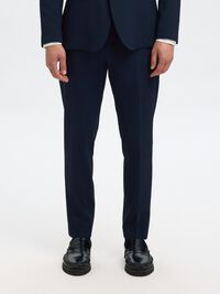 SLIM FIT SEERSUCKER SUIT TROUSERS, Dark Navy, highres