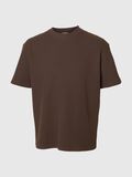 Selected RELAXED FIT WAFFELMUSTER T-SHIRT, Chocolate Brown, highres - 16096331_ChocolateBrown_001.jpg