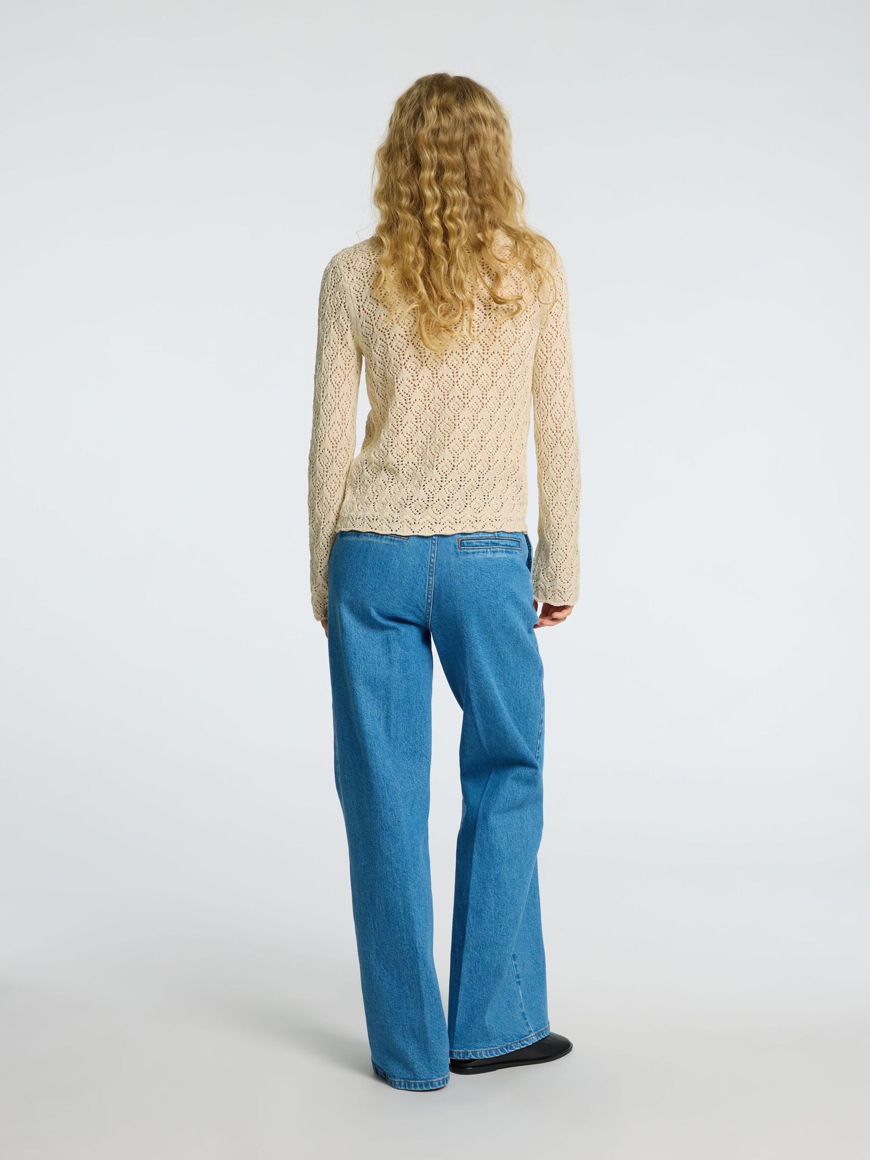 LONG SLEEVED KNITTED TOP, Birch, highres