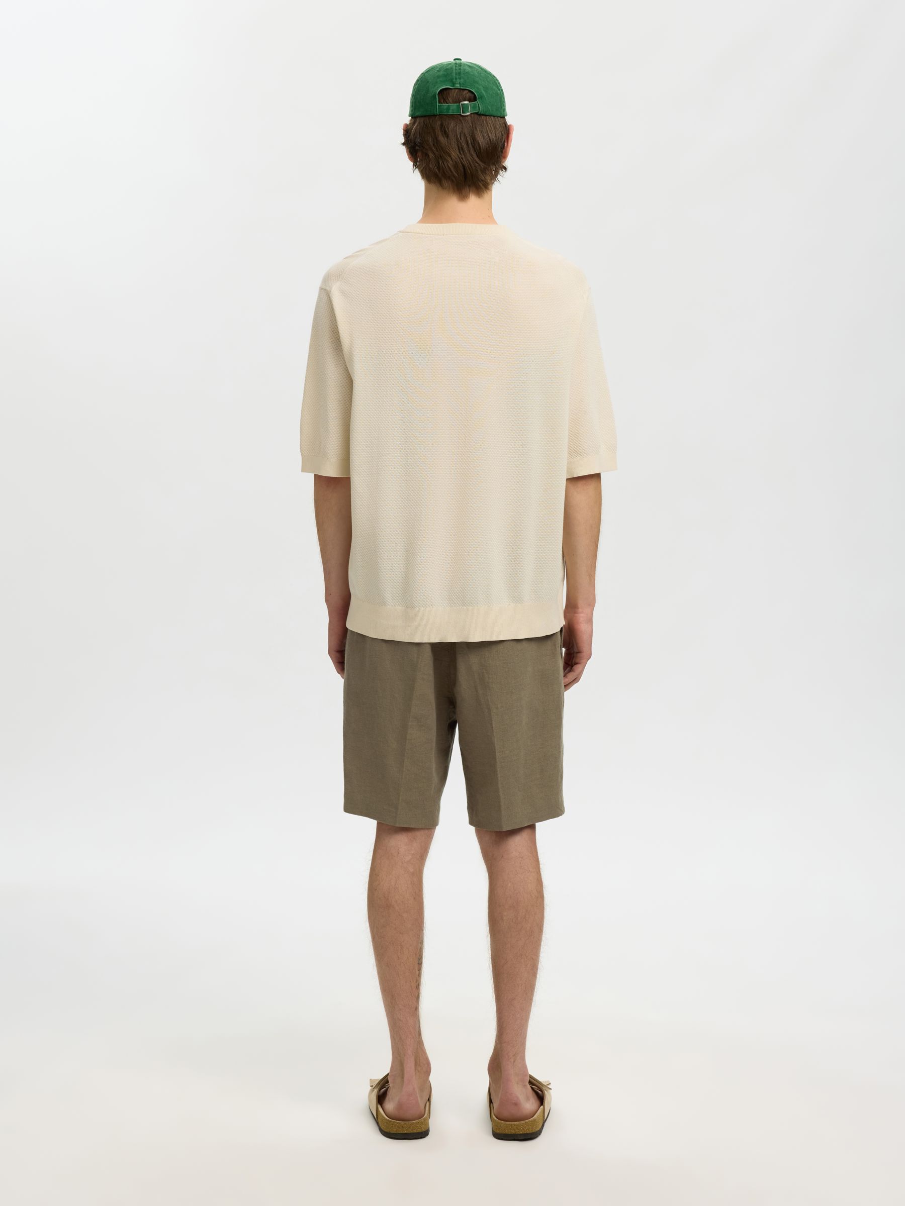 KNITTED COTTON T-SHIRT, Birch, highres