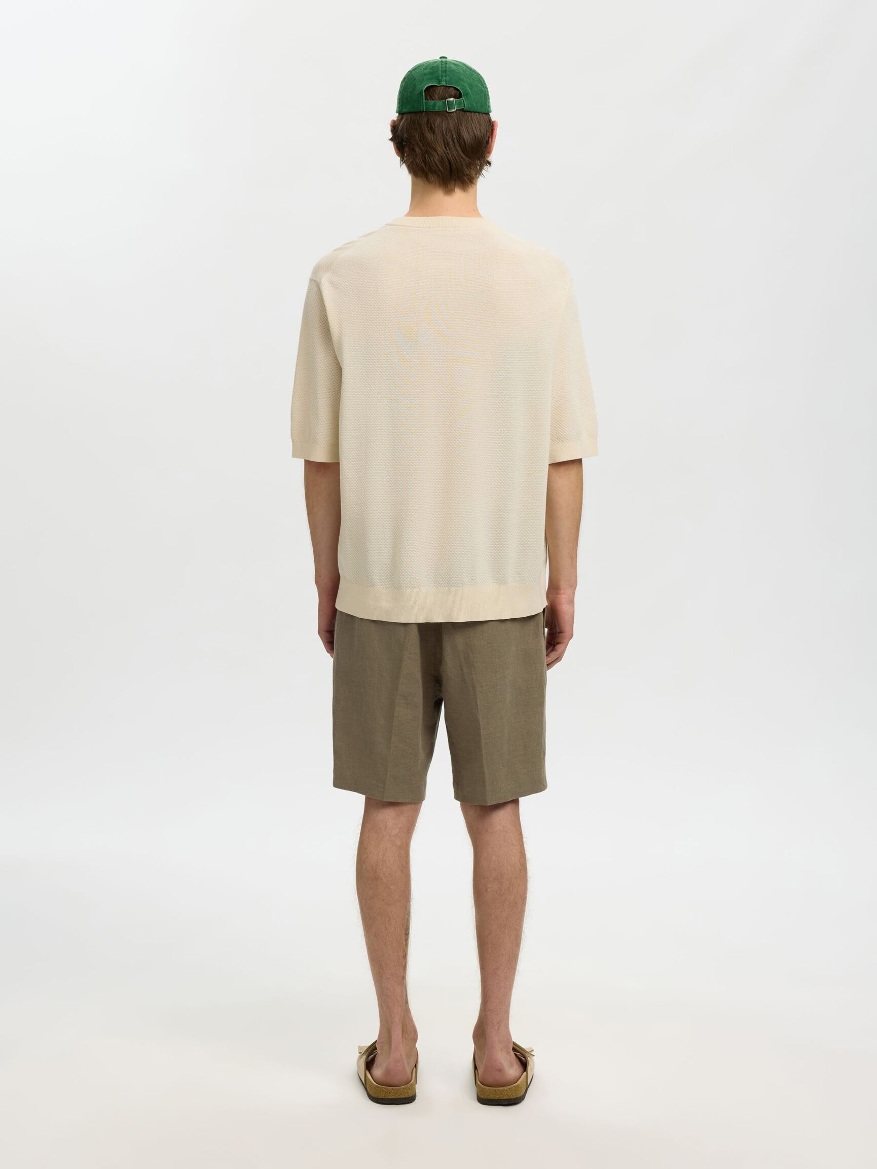 KNITTED COTTON T-SHIRT, Birch, highres