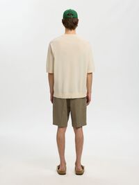 KNITTED COTTON T-SHIRT, Birch, highres
