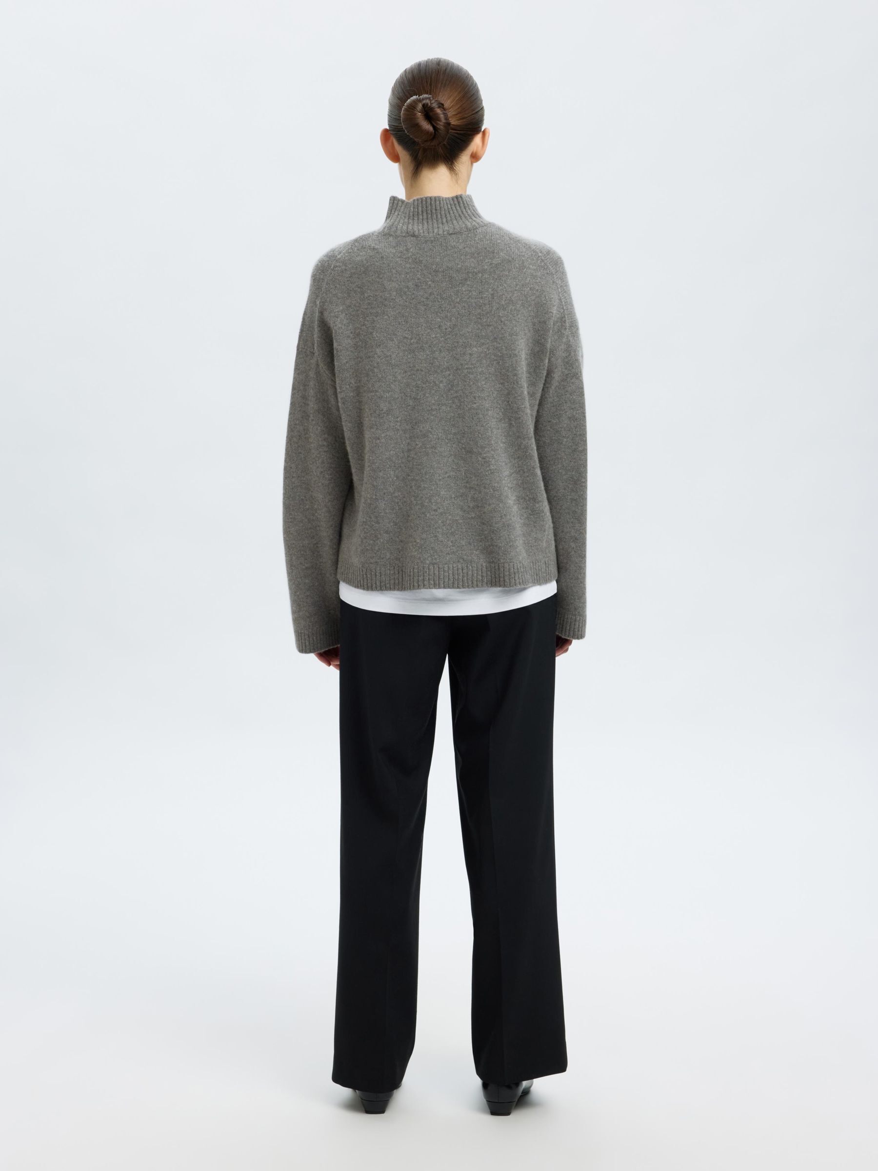 CASHMERE-BLANDING STRIKTRØJE, Medium Grey Melange, highres