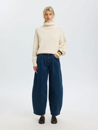 HIGH WAIST BARREL FIT JEANS, Medium Blue Denim, highres