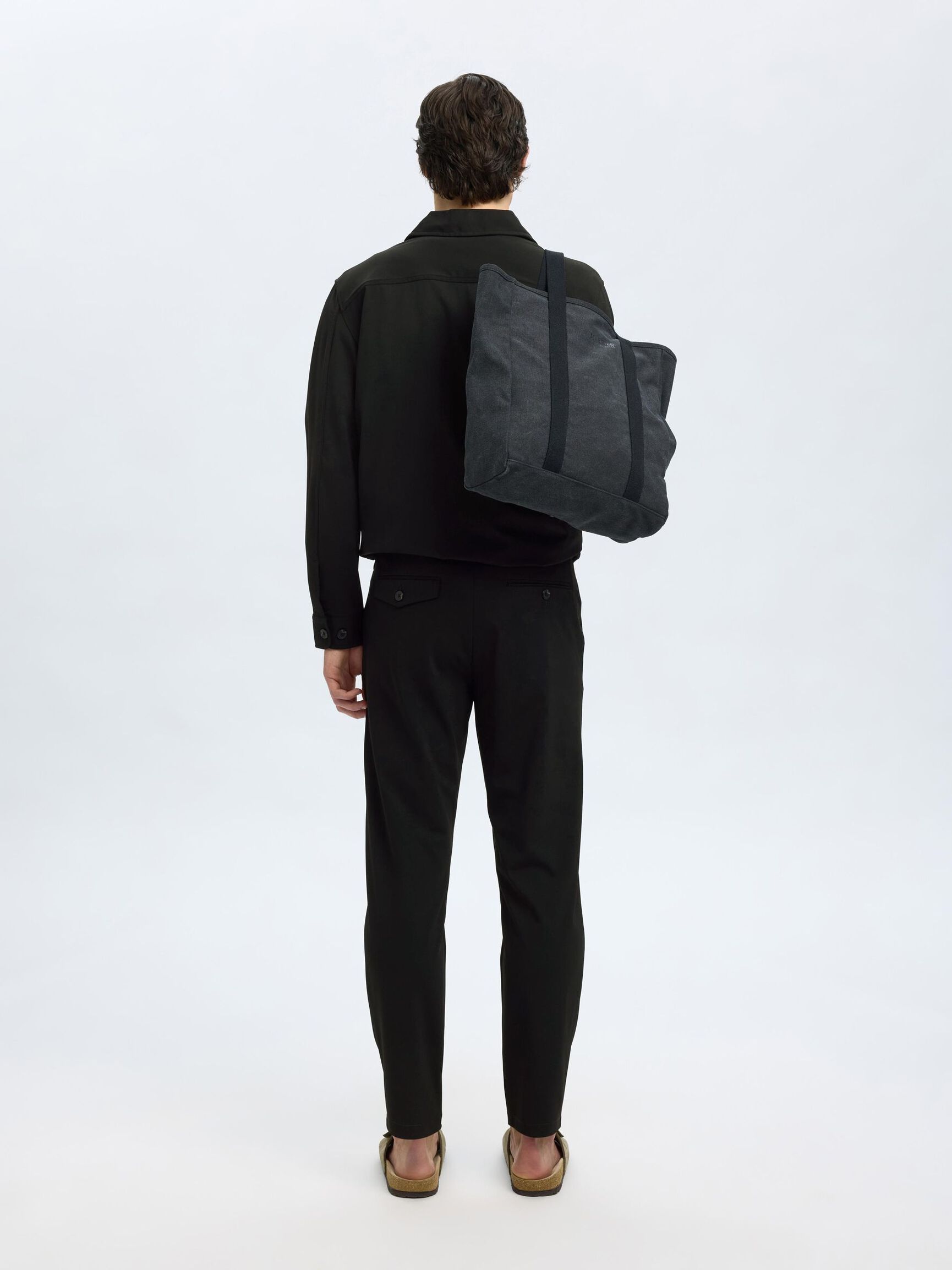 SLIM FIT SMALE BUKSER, Black, highres