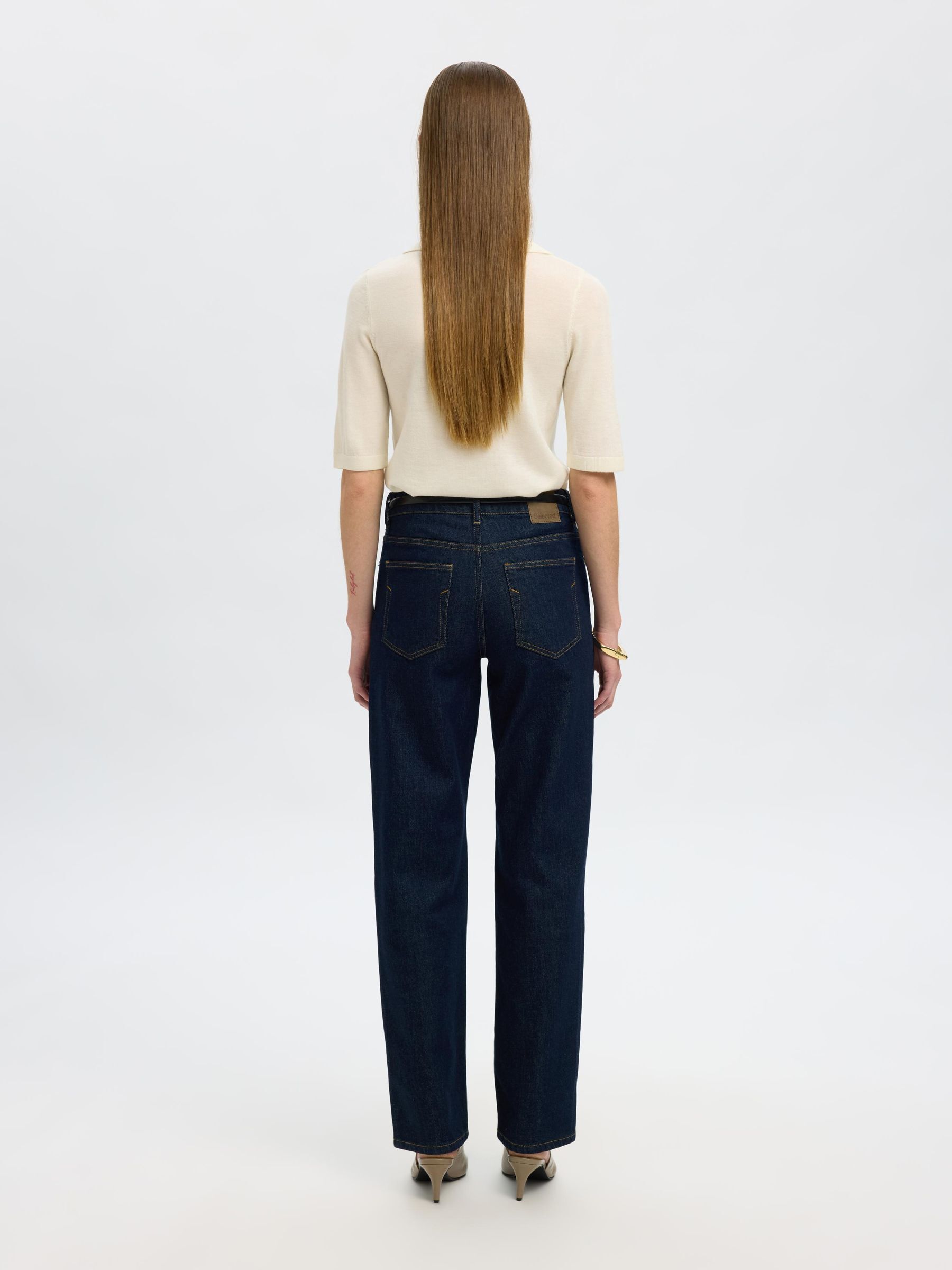 100% MERINOWOL GEBREIDE POLO, Snow White, highres