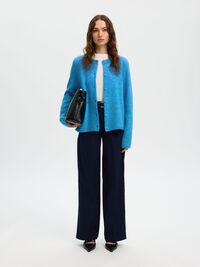 WOOL BLEND KNITTED CARDIGAN, Malibu Blue, highres