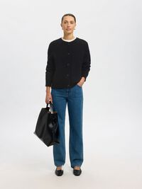 LONG-SLEEVED CARDIGAN, Black, highres