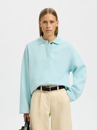 POLO COLLAR SWEATSHIRT, Blue Glow, highres