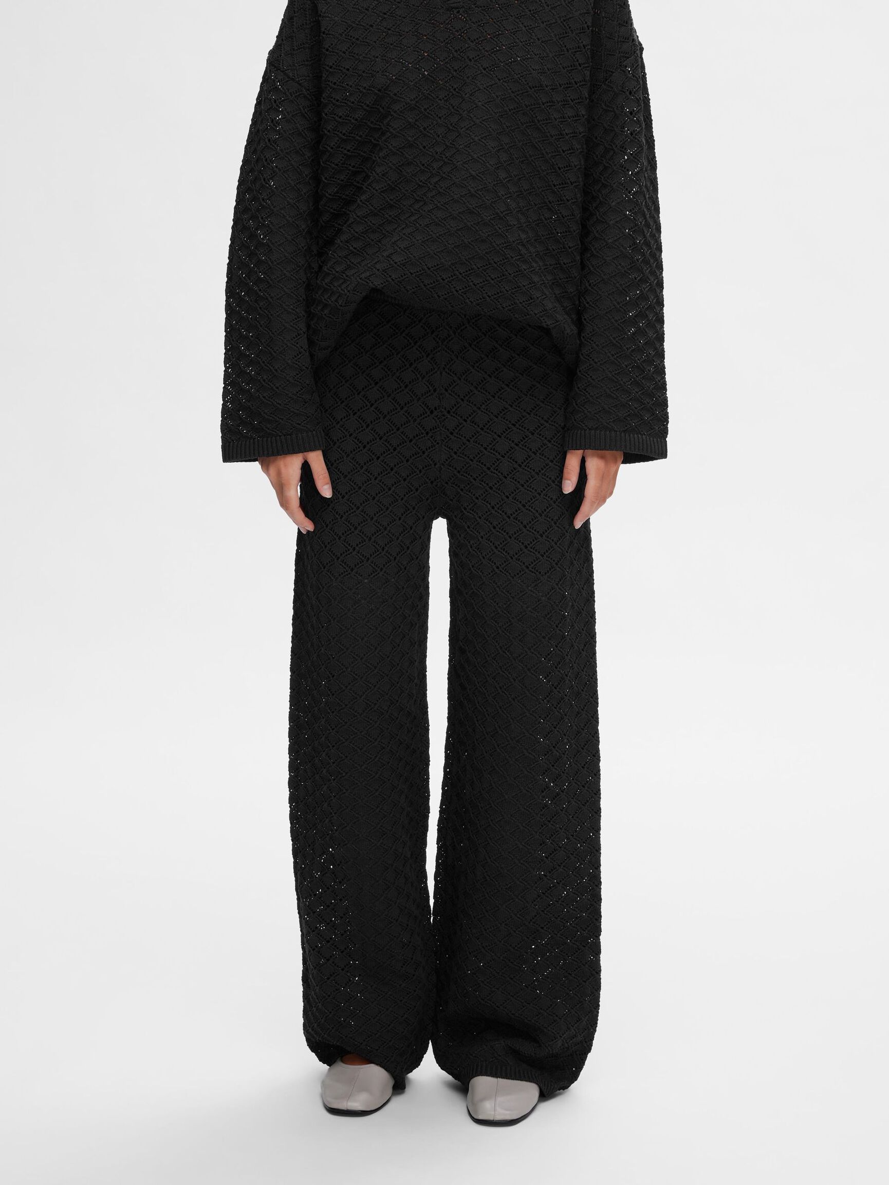 PANTALONI A MAGLIA, Black, highres