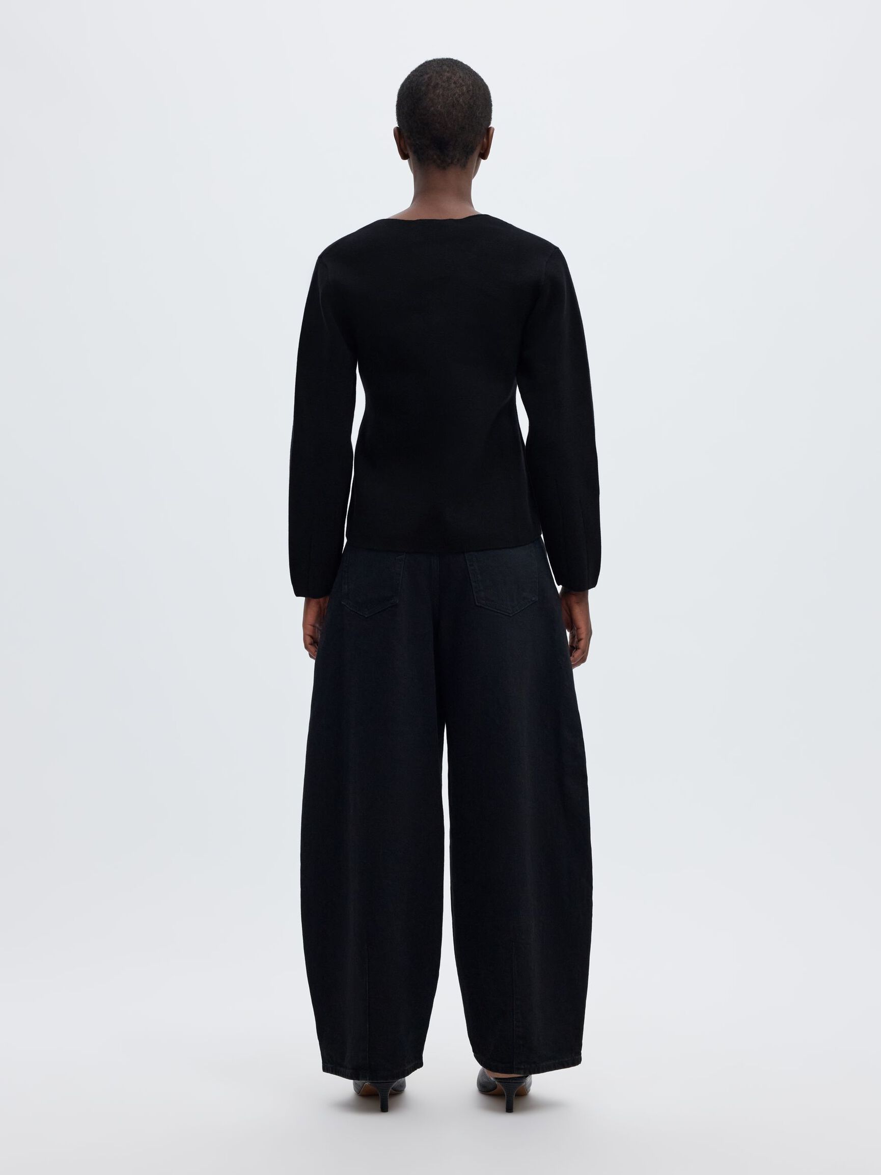 BAUMWOLLMIX STRICKJACKE, Black, highres