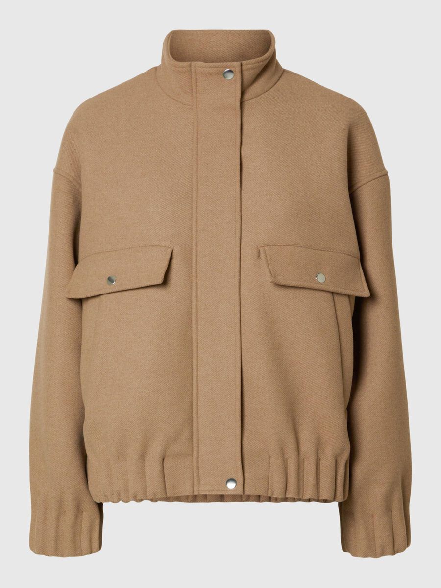 Selected WOOL BLEND BOMBER JACKET, Camel, highres - 16096513_Camel_1158131_001.jpg