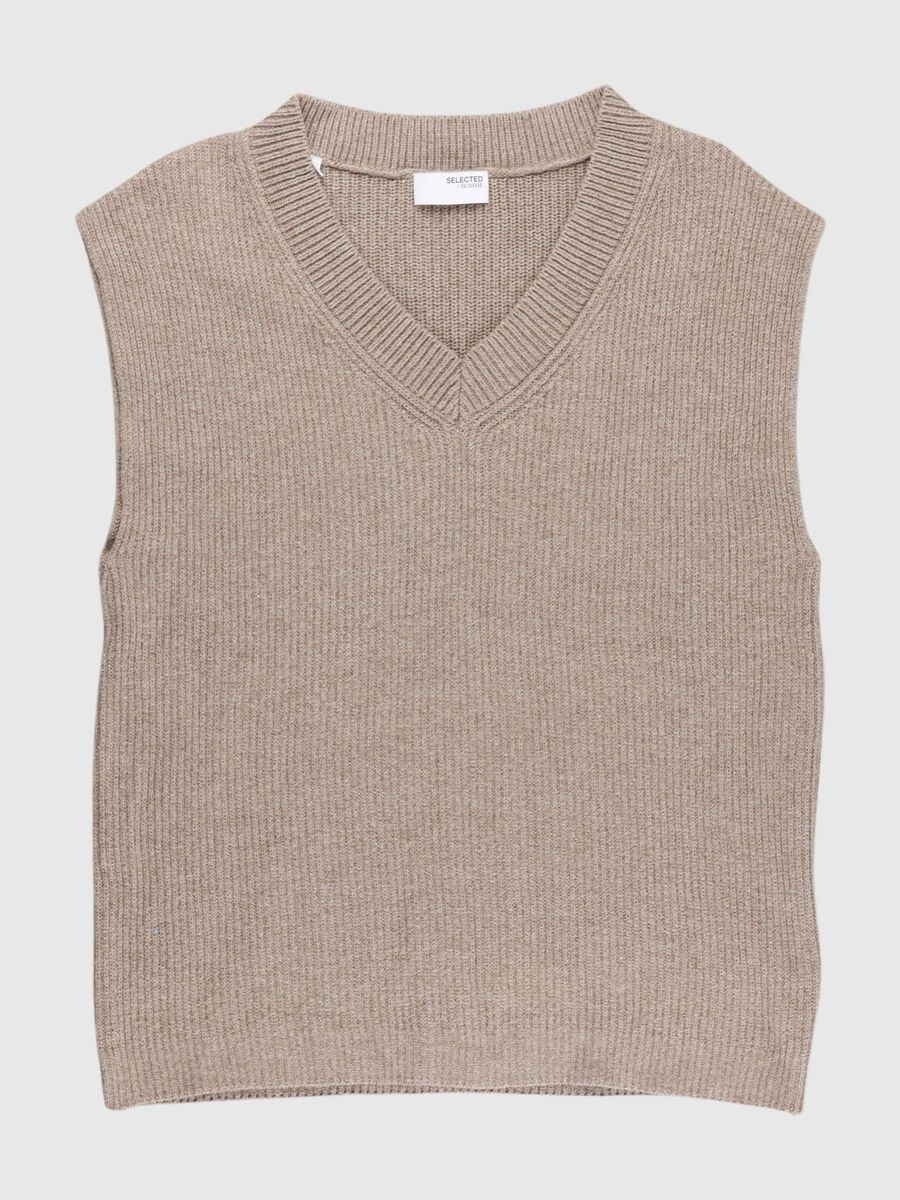 Product tile image - V-NECK KNITTED VEST, Chinchilla | 80000598_Chinchilla_1053612