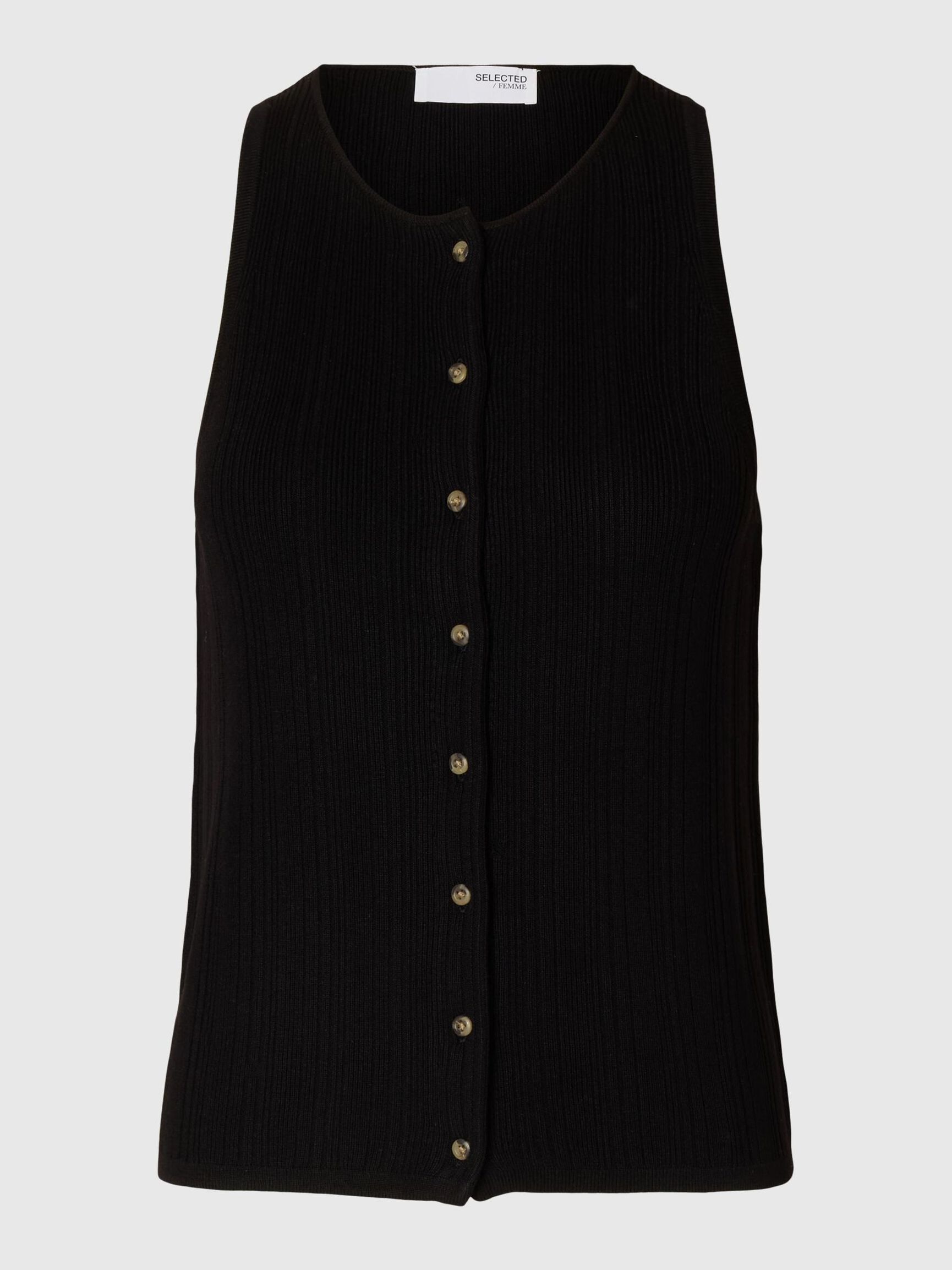 STRICK TOP, Black, highres