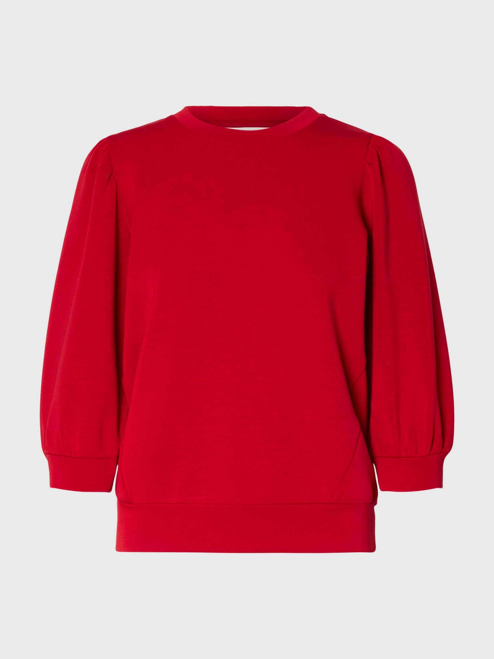 PUFF SLEEVE SWEATSHIRT, Equestrian Red, highres