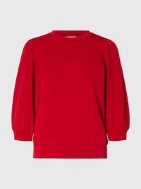 PUFF SLEEVE SWEATSHIRT, Equestrian Red, highres