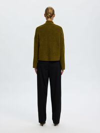 WOOL BLEND CARDIGAN, Fir Green, highres