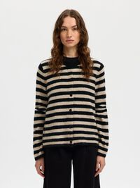 ULDBLANDING STRIKKET CARDIGAN, Black, highres