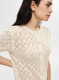 KORTE MOUWEN GEBREID VEST, Birch, highres