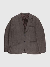 CHECKED WOOL BLEND  BLAZER, Brownie, highres