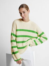 STRIPED KNITTED JUMPER, Snow White, highres