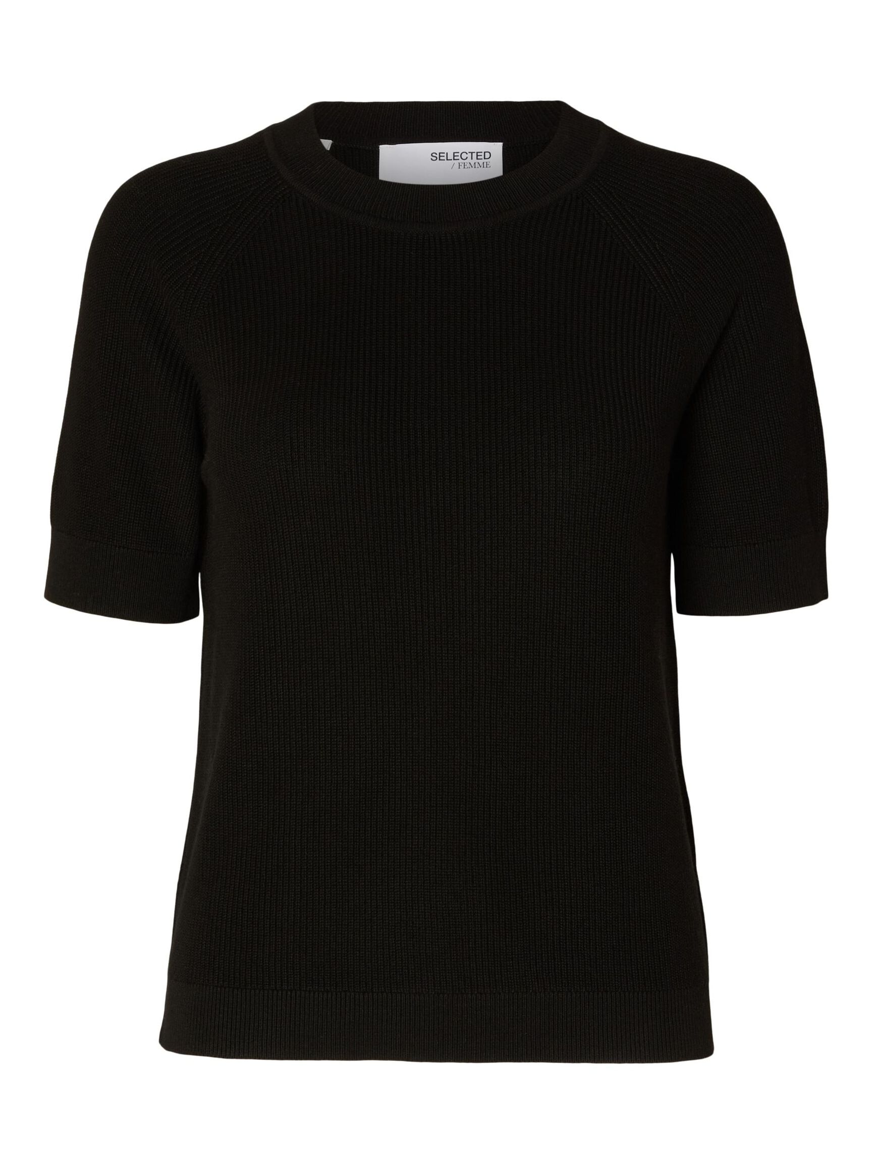 VISCOSE BLEND KNITTED TOP, Black, highres
