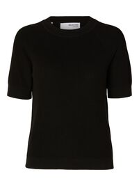 VISCOSE BLEND KNITTED TOP, Black, highres